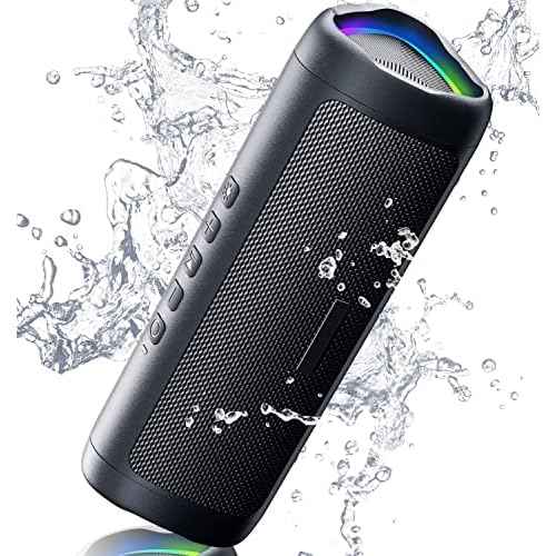 Bluetooth Speaker Stocking Stuffers for Men Women Teens Boys Girls: Portable Wireless, IPX5 Waterproof, White Elephant Gifts for Adults, Up to 20H Playtime, TWS Pair, for Home/Party/Outdoor (Black)