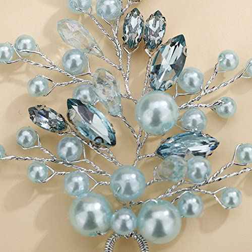 Teyglen Hair Pins Set, Women Dainty Pearl Crystal Hair Pins, Mint Green, Vintage Style, Rhinestone and Pearl Headpieces, Jewelry Accessories for Women and Girls, 3 Pieces