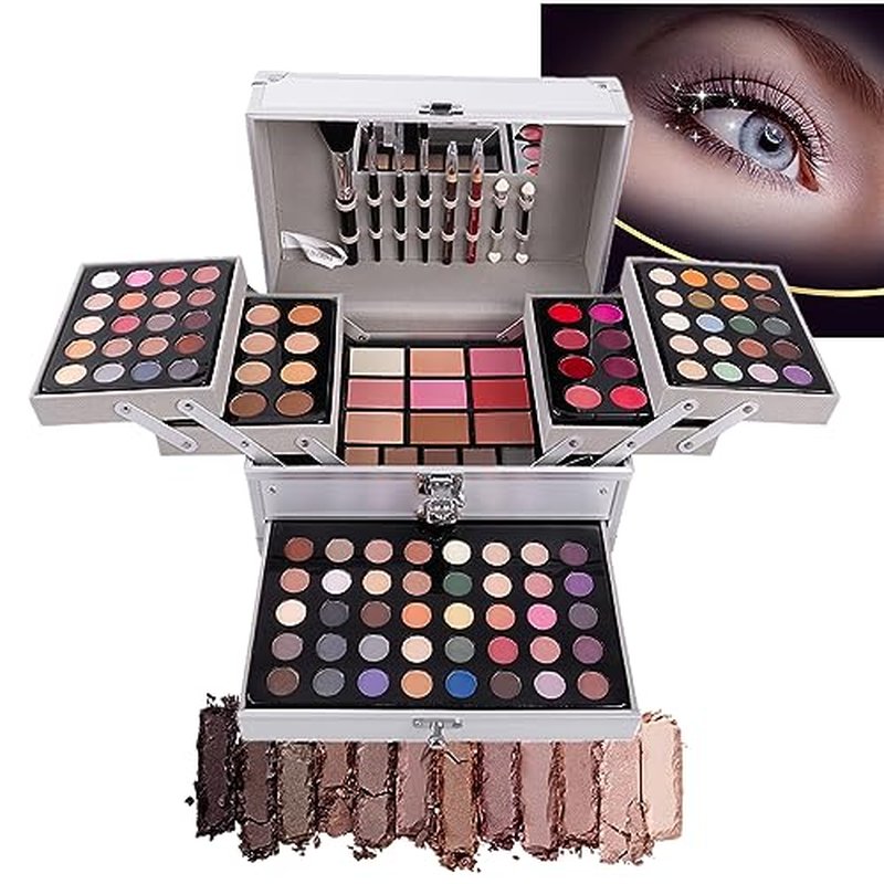 PhantomSky 132 Colors All-in-one Makeup Palette Cosmetic Contouring Kit Gift Box Combination with Eyeshadow, Cream Concealer, Eyebrow Powder, Lip Gloss, Blush and Face Pressed Powder
