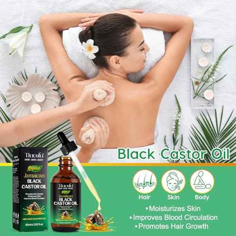 Tiuedu Jamaican Black Castor Oil for Hair Growth,Thicker Eyelashes & Eyebrows,Castor Oil for Hair,Face,Body & Skin,100% Pure Cold Pressed Black Castor Oil,Hair Nourishing Oil,Massage Oils