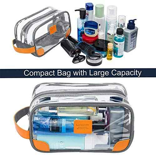 Lermende Toiletry Bag, Clear Shaving Dopp Kit for Men Travel Toiletry Bag with Hand Strap Unisex Bathroom Toiletries Organiser