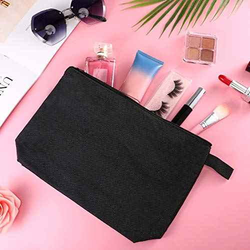 Weewooday 8 Pack Canvas Zipper Pouch Bulk Blank DIY Cosmetic Makeup Bags for Travel Toiletry Organized DIY Craft Coworker Teacher Employee Women Christmas Gifts(11.8 x 7.48 x 2.76 Inches,Black)