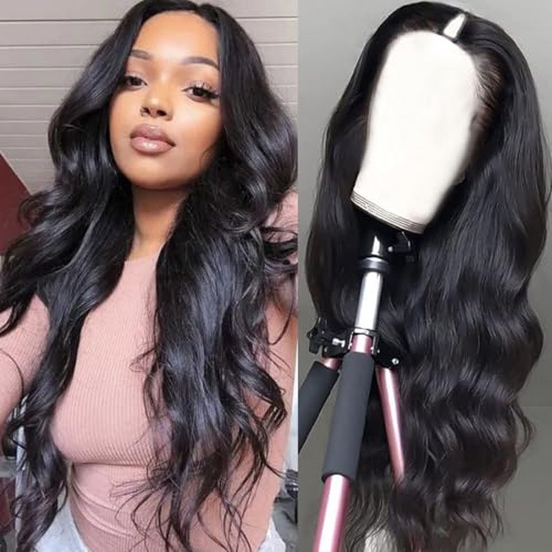V Part Wigs Body Wave Brazilian Virgin Human Hair Wigs For Black Women Upgrade U Part Glueless Wigs Full Head Clip In Half Wig V Shape Wigs No Leave Out Lace Front Wigs 180% Density 14Inch