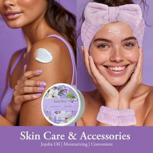 Bath and Body Gift Basket Set for Women - Jasmine Christmas Gifts for Women, Spa Gift Basket 13-Piece Bath Gift Set, Gift Set for Ladies Body & Bath Gifts Set Lavender Gift Baskets For Mom