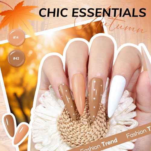 COSCELIA 40pcs Fall Gel Nail Polish Set, 35 Colors Nail Gel polish with 5 Bottles Base and Glossy Matte Glitter Top Coat White Brown Black Nude Red Orange Colors Halloween Nail Polish Nail Art Gifts