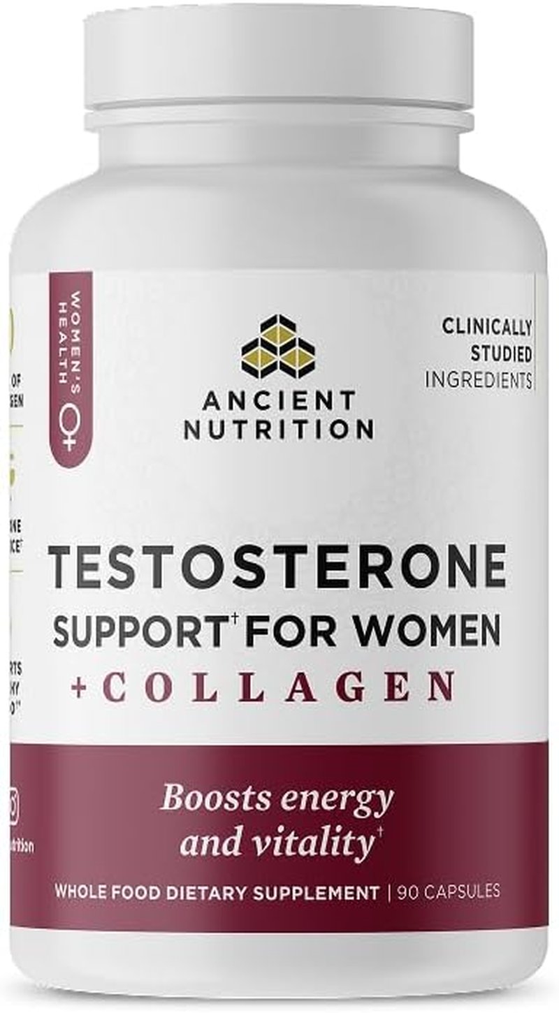 Testosterone Support Supplement - Hydrolyzed Collagen Peptides for Female Hormone Balance | 90 Capsules