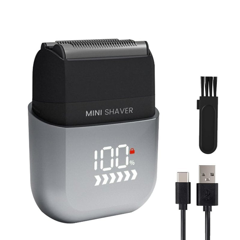 Electric Mini Foil Shaver for Men,Mini Razor with LED Display,IPX7 Waterproof Compact Face Shave for Travel,3-Blade Folating Head Close & Precision Shave,Wet/Dry Use, USB C Charge