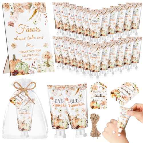 48 Sets Fall Hand Cream Bulk Gifts for Guest Baby Shower Party Favors Travel Size Pumpkin Hand Cream with Thank You Cards for Autumn Thanksgiving Party Supplies(Fall Pumpkin)