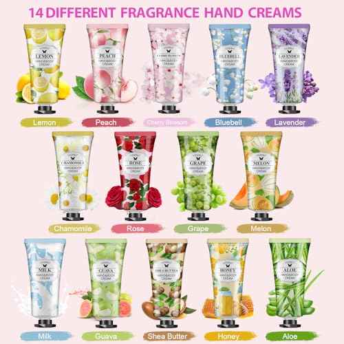 16 Pack Hand Cream Set, Stocking Stuffers for Women, Bridesmaid Gifts, Bulk Hand Lotion Travel Size for Dry Cracked Hands, Mini Hand Lotion for Thank You Gifts and Christmas Gifts with a Greeting Card