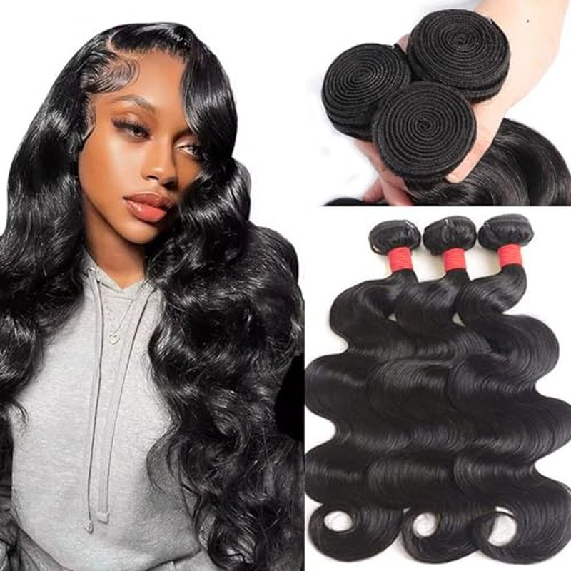 Body Wave Bundles Human Hair 14 16 18 Inch Human Hair Bundles 3 Wavy Bundles 12A Brazilian Unprocessed Virgin Hair Extensions Human Natural Color Hair