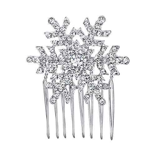 EVER FAITH Winter Snowflake Hair Side Comb Clear Austrian Crystal
