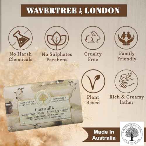 Wavertree & London Natural Goat Milk Soap Bars (2 Bars) ? 7oz Individually Wrapped, French Triple Milled Moisturizing Bath Bar Soap Enriched with Shea Butter, Chemical-Free Sensitive Skin Bar Soap