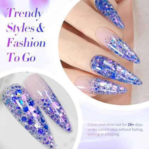Born Pretty Glitter Gel Nail Polish with Sequins, Long Lasting U V Gel Polish for Manicure and Nail Art, DIY at Home, Salon-Quality, Easy to Apply, 15ml Set8