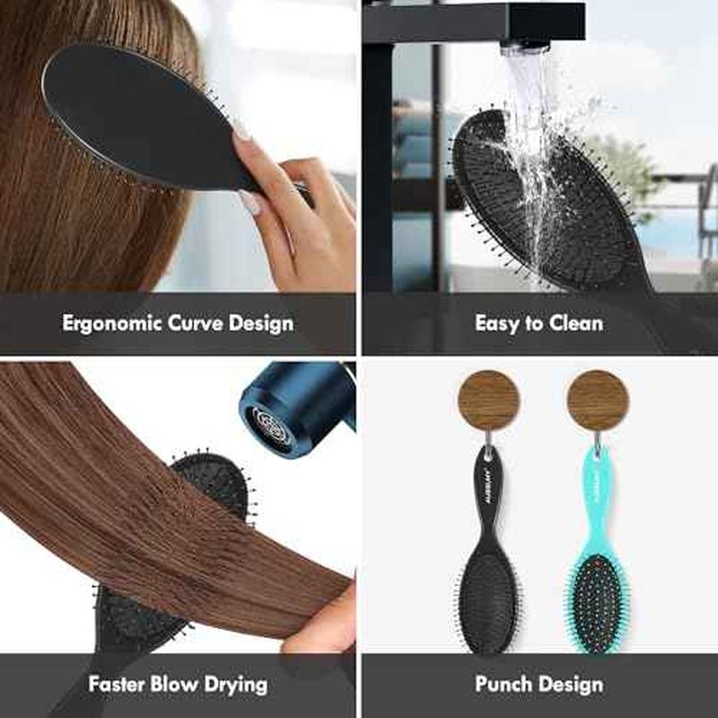 4 Pack Detangling Hair Brush - Air Cushion Detangler Hairbrush with Ultra Soft Bristles for Effortless Tangle Removal For Wet Dry Damaged Curly Fragile Hair for Women Men Boys Girls Adult Kids