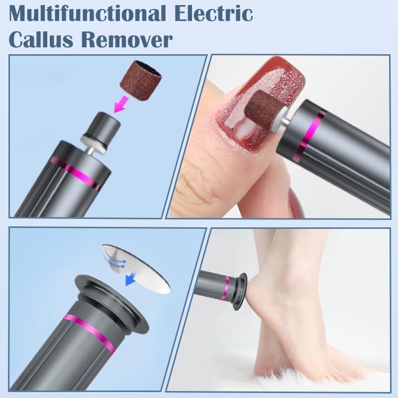 Ideal Swan 2 in 1 Electric Foot Callus Remover - Professional Pedicure Tool with 9 Adjustable Speeds for Tough Skin | Gray