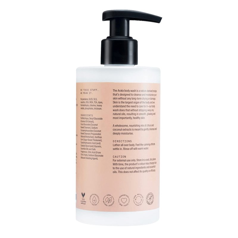 Arata Hydrating Body Wash - Ayurvedic Coconut & Citrus Formula | All-Natural, Vegan & Cruelty-Free | Gentle Cleanser for All Skin Types - 10 Fl Oz