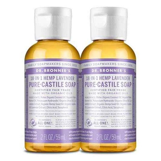 Dr. Bronner's - Pure-Castile Liquid Soap, Made with Organic Oils, 18-in-1 Uses: Face, Body, Hair, Laundry, Pets and Dishes, Concentrated, Vegan, Non-GMO (Lavender, 2 ounce, 2-Pack)
