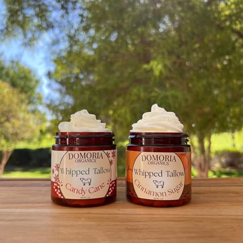 100% Grass-Fed Tallow Balm - Holiday Edition Gift-Set, Candy Cane & Cinnamon Sugar, Herb-infused for Men, Women, Psoriasis, Eczema, Dry Sensitive Mature Skin Value Size, 2 Pack
