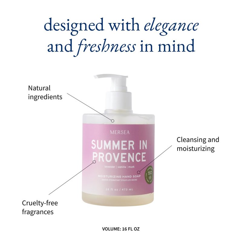 MERSEA Moisturizing Liquid Hand Soap in Large Pump Bottle, Summer in Provence (16 fl oz)