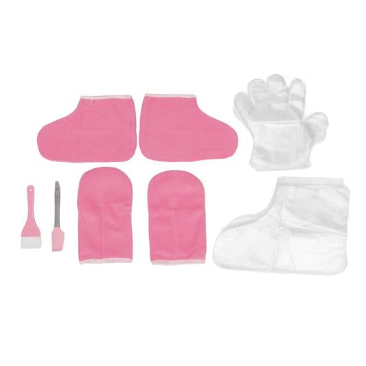 Paraffin Wax Hand & Foot Spa Care Set - Flannel Gloves, Socks, Brush & Shovel
