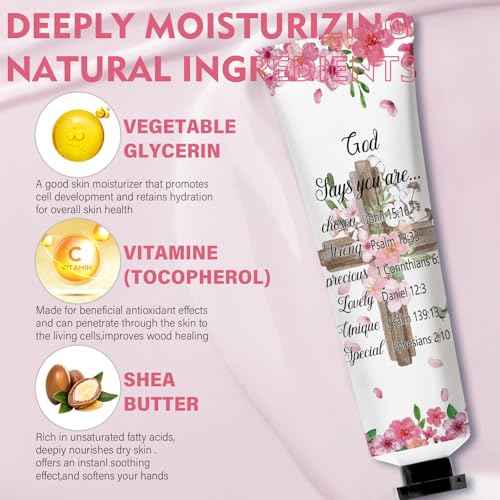50 Pack Christian Hand Cream Set Gifts for Women Bible Verse Bulk Hand Lotion Travel Size,Women Favors Hand Cream party Appreciation Gifts Include Cards and Organza Bags for Teacher Mom Lover Friends