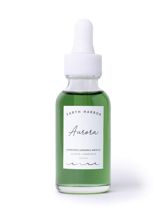 Earth Harbor | AURORA Superfood Clarity Concentrate | 100% Botanical Skin Treatment | Calm and Illuminate | Seaweed & Cannabis Sativa |1 fl oz