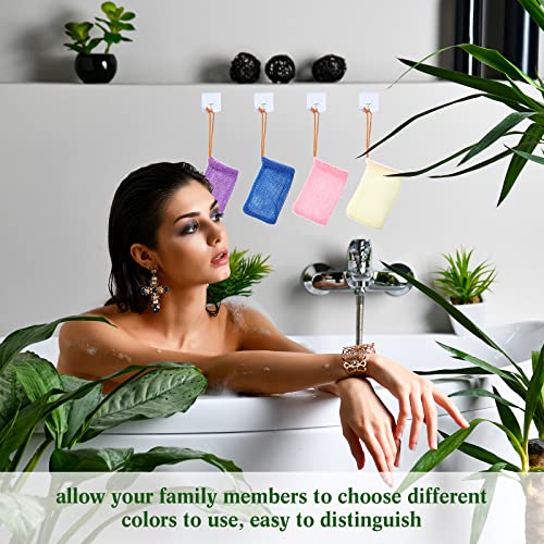Shappy 8 Pcs Soap Saver Pouch Bar Soap Bags Exfoliating Soap Net Soap Mesh Bags for Shower Soap Holder Bubble Foam Net Soap Pocket for Women Men (Beige, Blue, Purple, Pink)