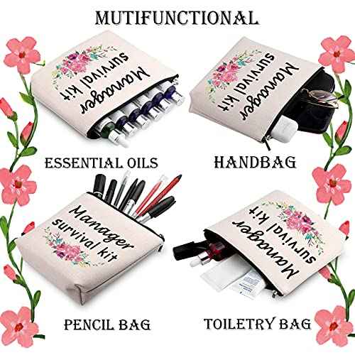WCGXKO Manager Survival Kit Zipper Pouch Makeup Bag for Leader Manager Coworker (Manager Survival)