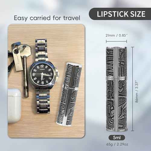 5ml Perfume Spray Bottle, AG00CQ Leather Refillable Dispenser Bottom Fill Fragrance Scent Container, Portable and Leak-proof Suitable for Traveling & Outgoing (Egypt Print Black)