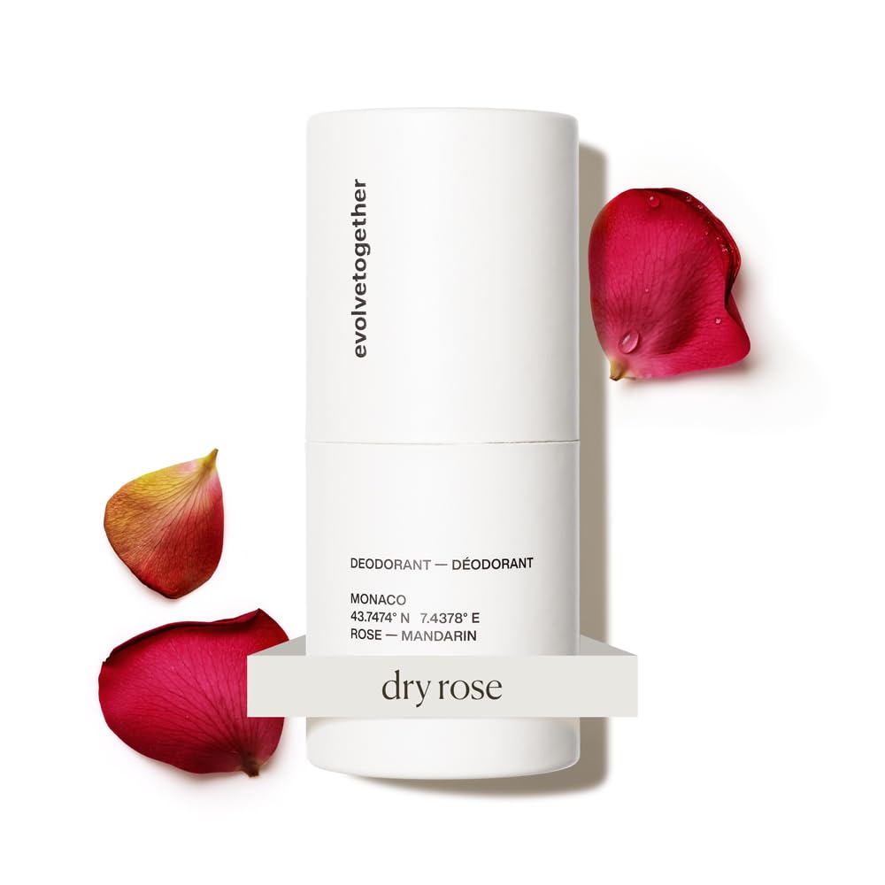 evolvetogether Aluminum Free Natural Deodorant for Women & Men | Dry Rose, Mandarin, Oud & Patchouli | Neutralizes Odors, Soothes Skin | Vegan, Cruelty-Free, Baking Soda Free | Monaco, 1.69 Oz