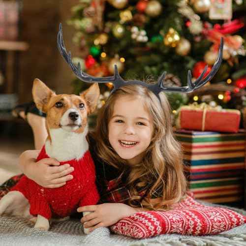 Reindeer Antlers Headband,Deer Antlers Headband,Women Hairbands, Horn Ear Long,Elk Hair Crown Hair Hoop Headpiece for Halloween Cosplay Party Birthday Christmas Costume