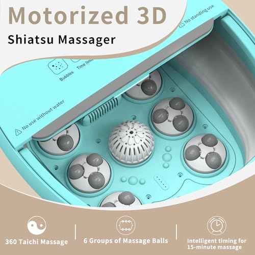 Collapasible Foot Spa Bath Massager with Heat, Pedicure Foot Spa with Bubbles/Timer/Temperature Control, Feet Soak Tub for Home, Office, Relaxation and Stress Relief, Gift for Men and Women (Blue)