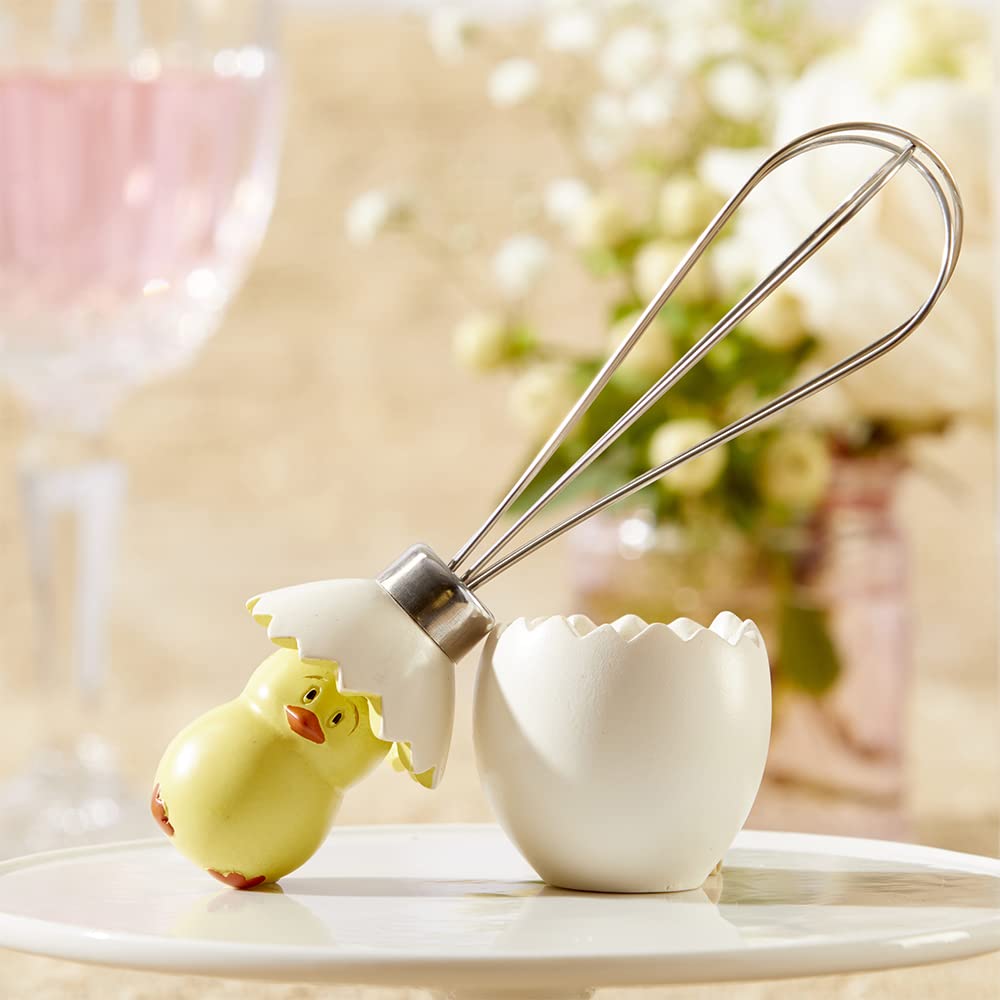 Kate Aspen Stainless-Steel Egg Whisk in Showcase Gift Box Baby Shower Favor, Silver/White