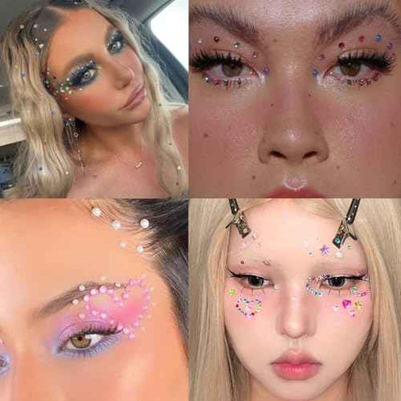 NOOEPC Self Adhesive Face Gems Stickers, Hair Gems Face Jewels Eye Jewels Rhinestones Festival Essentials Rave Accessories Rhinestone for Face, Eye, Makeup Stickers for Kids,Women