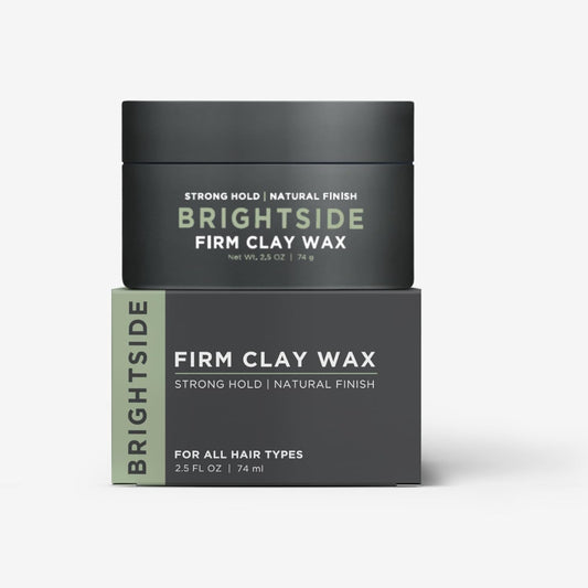 BRIGHTSIDE Firm Clay Wax - Stong Hold Natural Finish - Water Based - Kaolin & Bentonite Clay, Macadamia Nut Oil, Beeswax, & Squalane Blend - For All Hair Types - Premium Hair Styling Product (2.5oz)