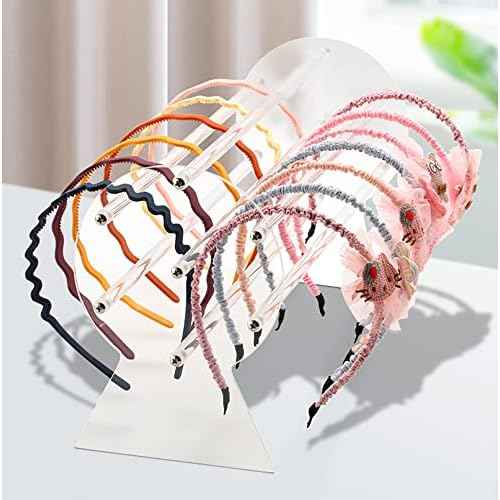 Yesland 2 Pack Acrylic Headband Holder - Clear Headband Organizer Display Stand for Girls - Hairband Rack Storage Holder for Hair Clasp, Bangles, Teen Girl, Women