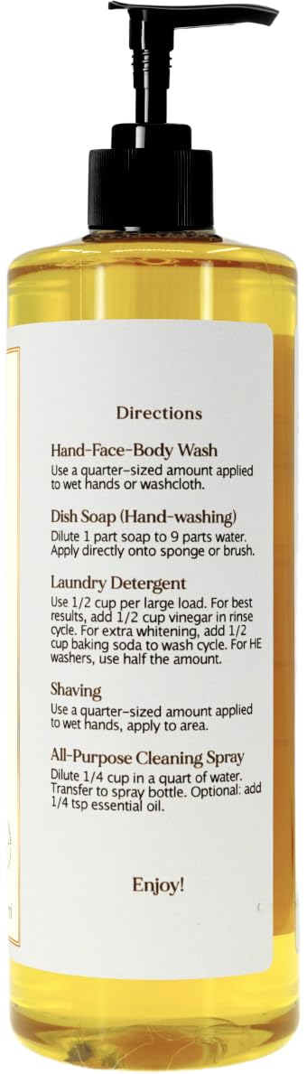 Claya Oud Liquid Castile Soap – Organic Ingredients, Biodegradable, Gentle for Sensitive Skin and Versatile Use (16 fl oz (Pump Cap))