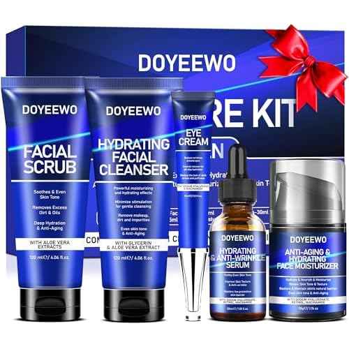 Skin Care for Men,Hydrate,Firm,Anti-Aging & Wrinkle 5Pcs Facial Skin Care Routine Kit Set,Mens Christmas Gifts Stocking Stuffers Secret Santa Gift for Men Him Dad Boyfriend Husband Birthday Valentines