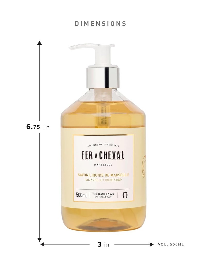 White Tea & Yuzu Marseille Liquid Soap - Luxurious Hydration with Shea Butter & Almond Oil | Set of 2, 16.9 fl oz