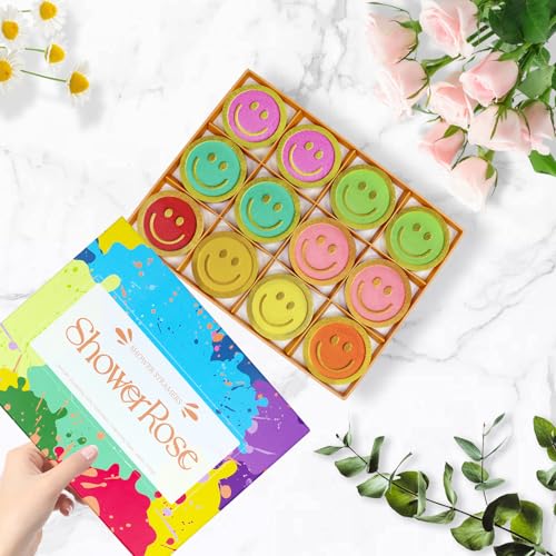 Shower Steamers Aromatherapy - 12 Pack Stress Relaxing Shower Bombs with Natural Oils, Home Spa Birthday Gifts for Women Men, White Elephant Christmas Stocking Stuffers for Adult Teens