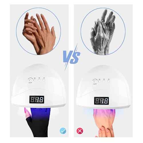 Anti UV Gloves for Gel Nail Lamp, Professional UV Protection Gloves for Manicures, Fingerless Gloves for Protecting Hands from Nails UV Light (Black)