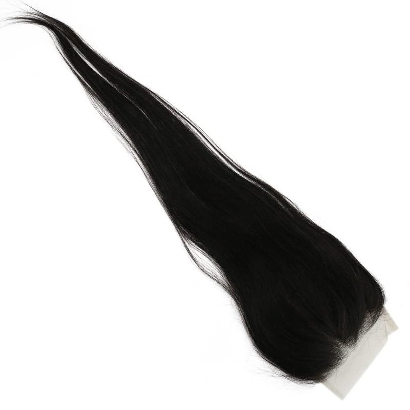 Full Shine 4 * 4 Lace Closure Hair Extensions 14 Inch Straight Frontal Human Hair for Women Invisible Lace Closure Natural Black Brazilian Remy Hair Extensions
