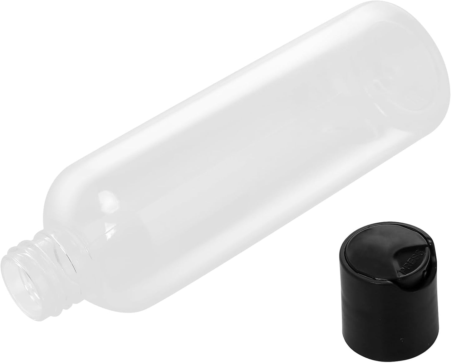 Clear Plastic Travel Bottles - 60 PCS 4oz Squeezable Containers with Black Disc Cap | Refillable for Shampoo & Lotion