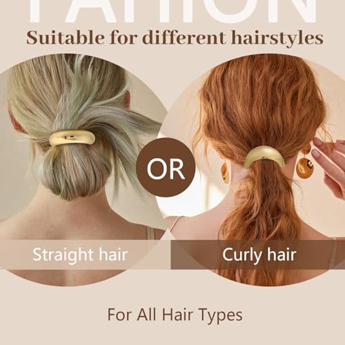 3PCS Gold Hair Ties, Metal Hair Ties for Thick Hair, Elegant Durable Geometric Design, Gold Hair Accessories Stretchy and Non-Damage Ponytail Cuff Holders, 3 Styles in Box Holiday Christmas Gifts