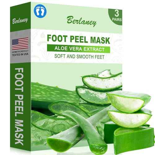 Aloe Vera Foot Peeling Mask, Baby Feet Exfoliating Peel for Dead Skin Removal& Moisturizing Care, Dry Cracked Heels Relief, Softening Rough Feet Spa Socks, 3 Pairs Pack(Unisex)