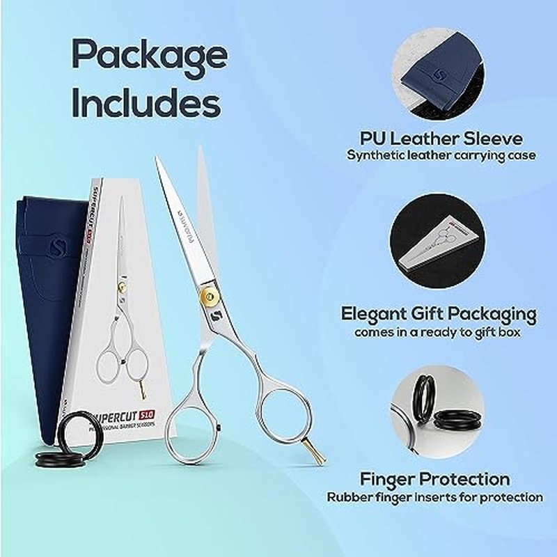 Suvorna Hair Cutting Scissors - 5.5" Professional Barber Shears for Precision Grooming | Right-Handed for Men, Women, Kids