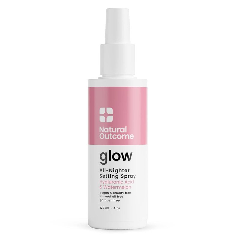 Glow Makeup Setting Spray - Mattifying Facial Mist with Hyaluronic Acid & Watermelon | Oil-Free Vegan Formula for All Skin Types, 4 oz