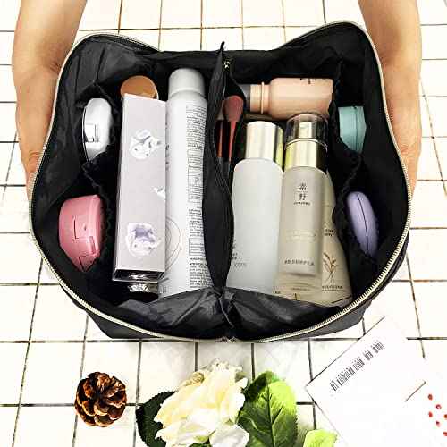 Stoney Clover Dupes Preppy Makeup Bag Black Stoney Clover Stuff Bag for Travel Chenille Letter Bag Large Capacity Travel Cosmetic Bag Nylon Pouch