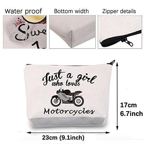 CMNIM Motorcycle Gifts for Her Just a Girl Who Loves Motorcycles Makeup Bag Motorcycle Biker Girl Woman Rider Gifts (Motorcycles Makeup Bag)