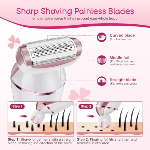 Electric Shaver for Women, Gifts for Women, Electric Razor for Womens, Rechargeable Wet Dry Lady Hair Remover,IPX7 Waterproof,Shaver for Legs (Rose Gold)